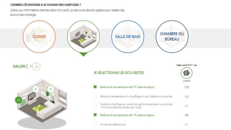 Capture d’écran de l’application e.quilibre affichant la section « Combien j’économise si je change mes habitudes ? »